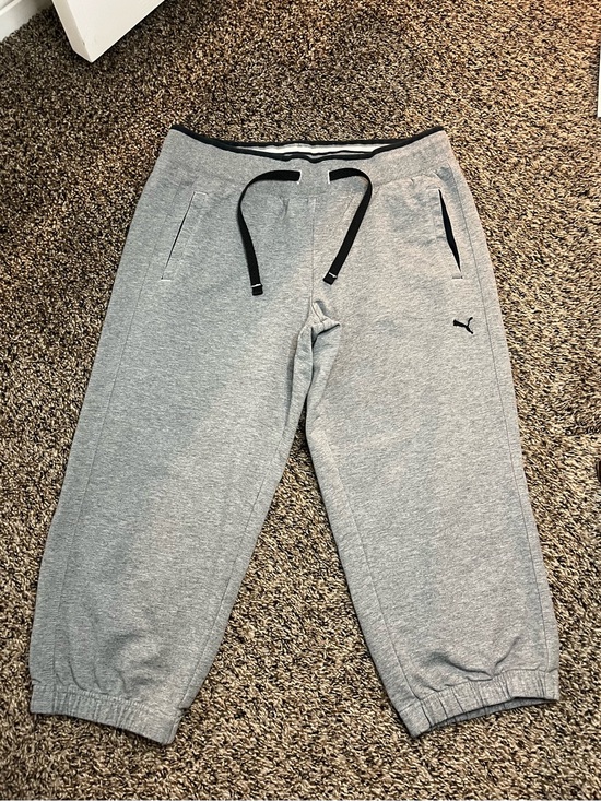 Puma Pants - Puma Light Gray Jogger Sweatpants with Black Drawstring